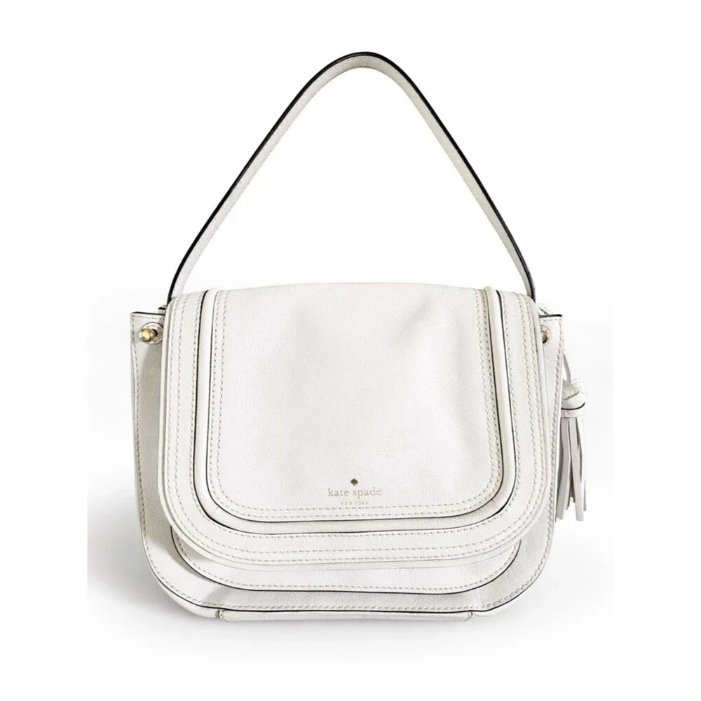 Kate Spade New York 100% Genuine Goat Leather Medium Rianne White Shoulder Bag